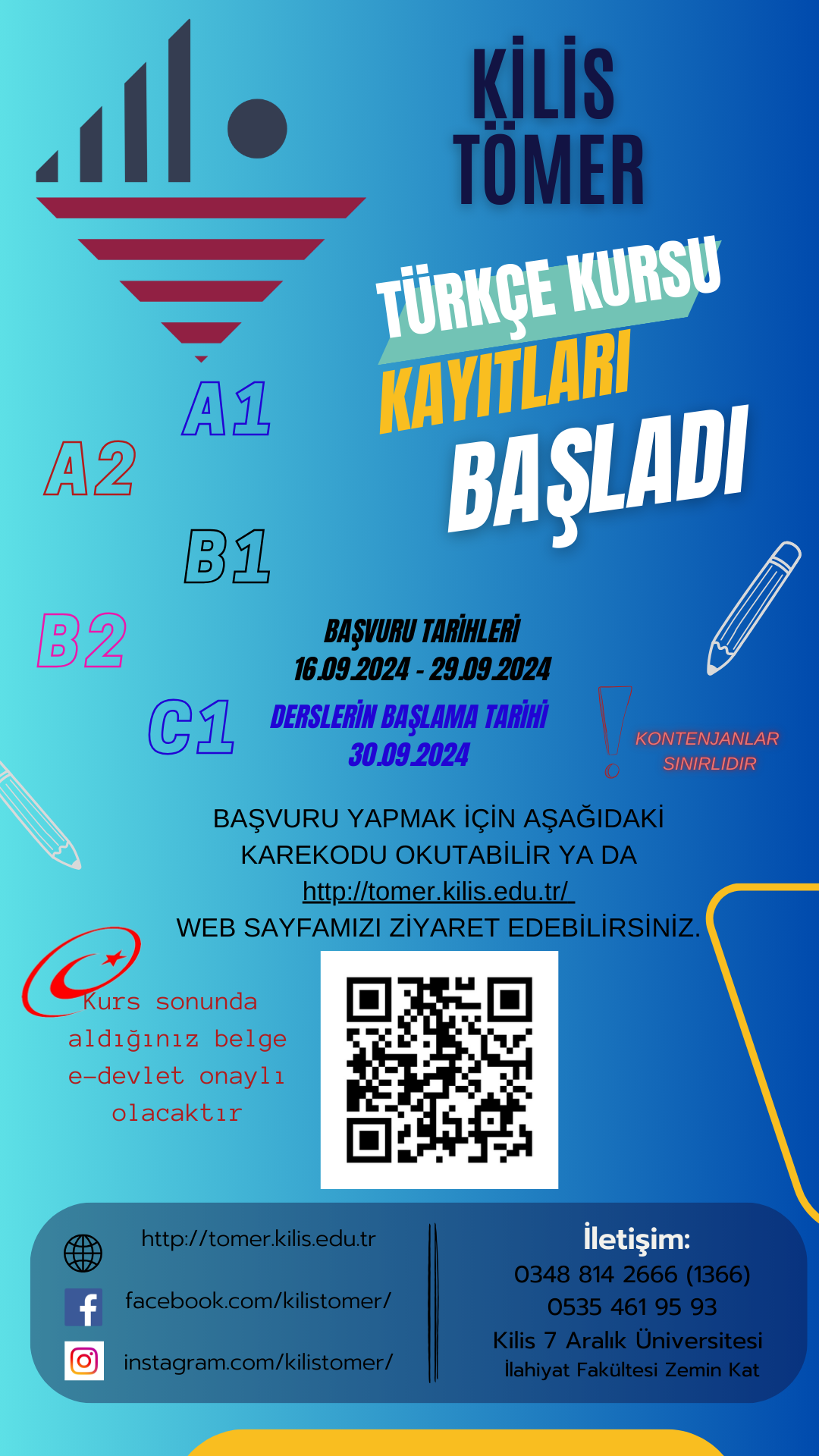 E- Devlet Onaylı Türkçe Kurslarımızın Kayıtları Başlamıştır.