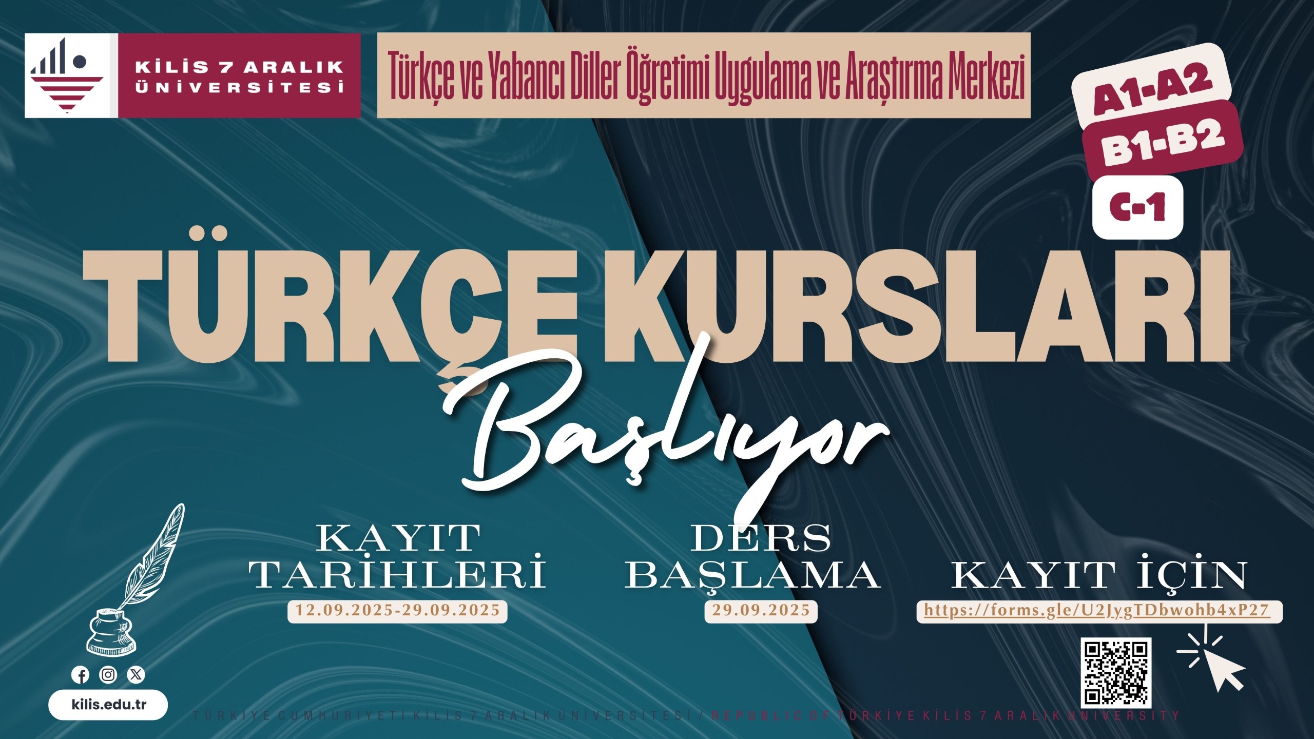 2025 - 2026 Türkçe Kursları Kayıtları Başladı